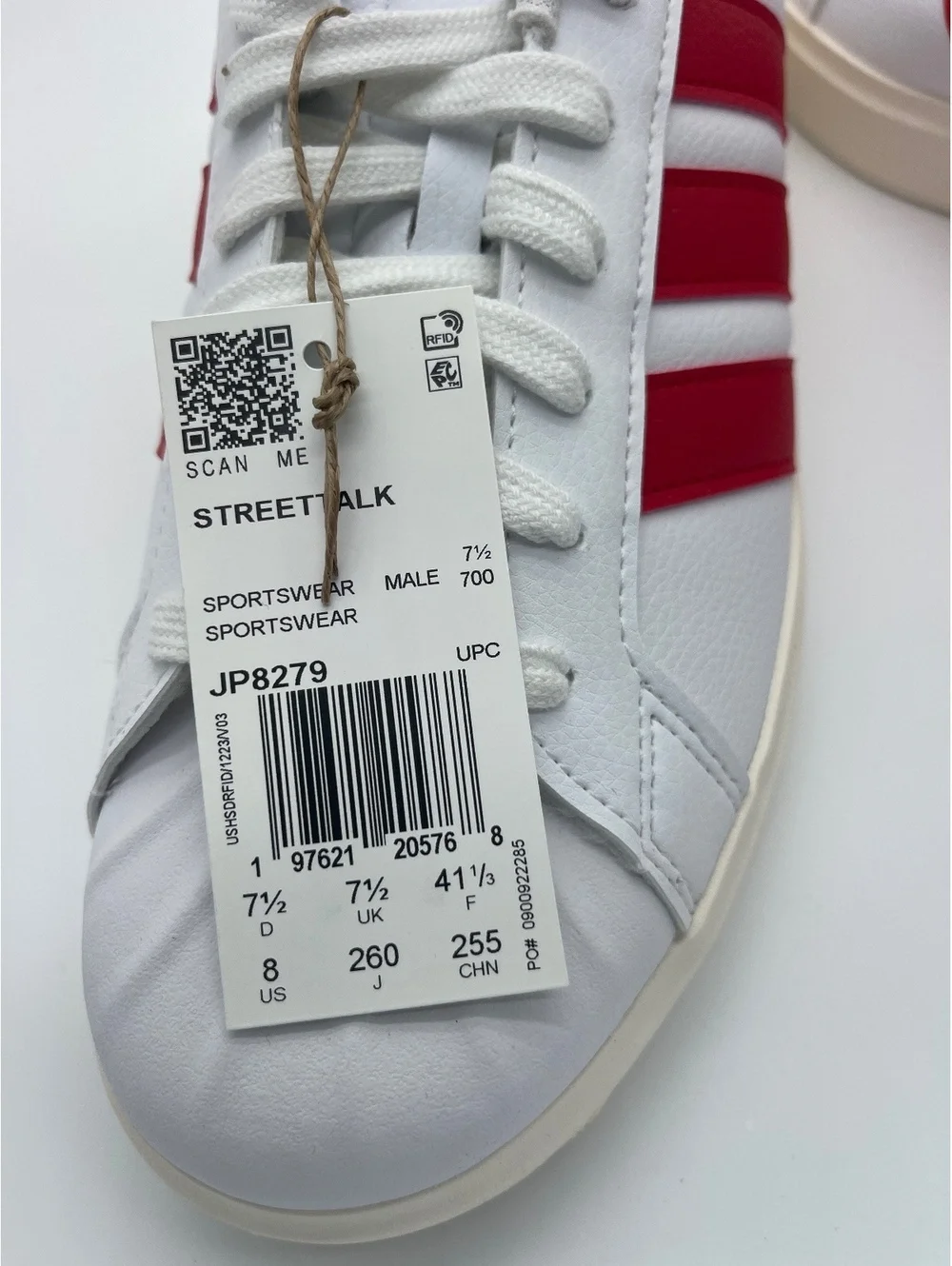 Adidas Men's White and Red Classic Sneakers Size 8